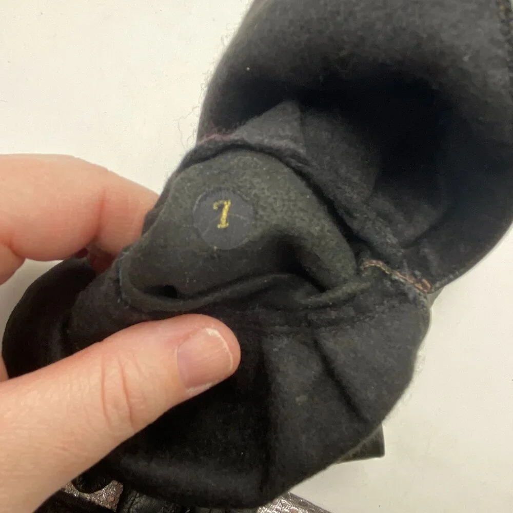 Vintage black leather driving gloves size 7 Pouf peplum‎ flared wrist